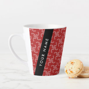 Taza De Café Latte Navidades Garland, Red, Tu nombre, Personalizar