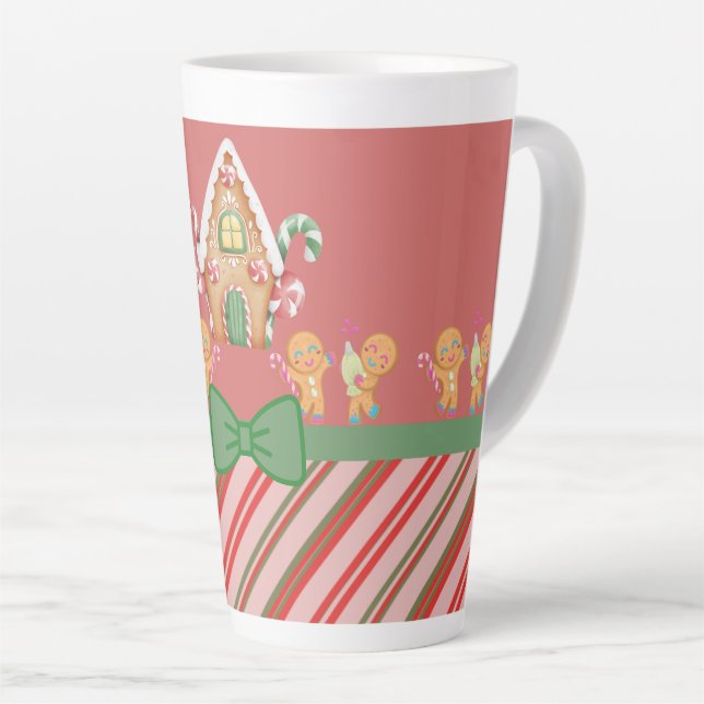 Taza De Café Latte Navidades Gingerbread Casa Chocolate Caliente (Ángulo derecho)