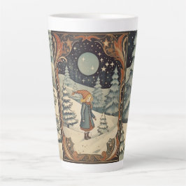 Taza De Café Latte Navidades Gouache Vintage Retro