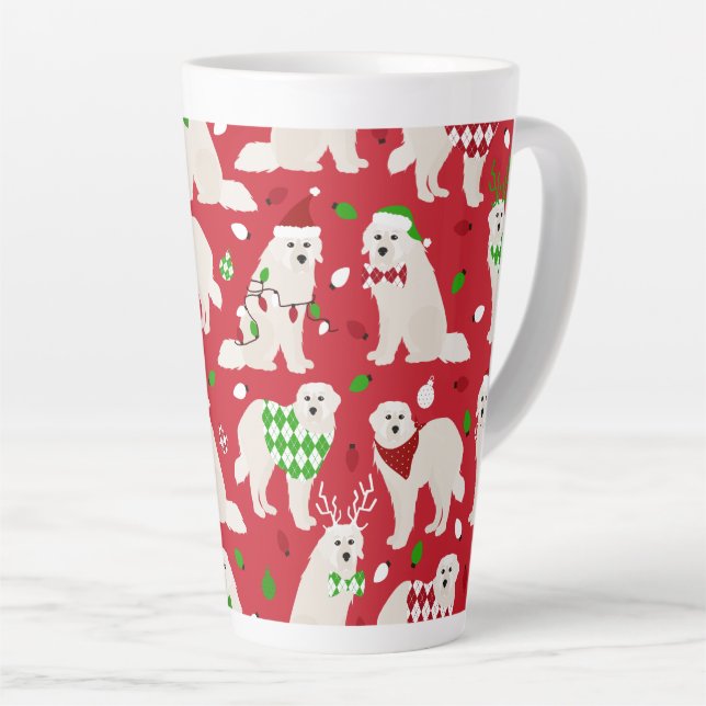 Taza De Café Latte Navidades Grandes perros pirineos (Ángulo derecho)