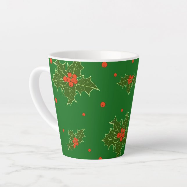 Taza De Café Latte Navidades Holly (Ángulo izquierdo)