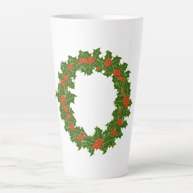 Taza De Café Latte Navidades Holly Wreath Coffee Mug (Anverso)