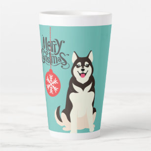 Taza De Café Latte Navidades Husky Siberiano