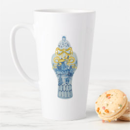 Taza De Café Latte Navidades Jar Coffee Mug con jengibre blanco y azu