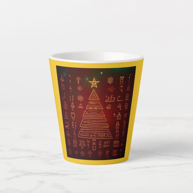 Taza De Café Latte Navidades Jeroglíficos Egipcios 1 (Anverso)