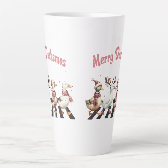 Taza De Café Latte Navidades Latte Mug Merry Ducksmas (Anverso)