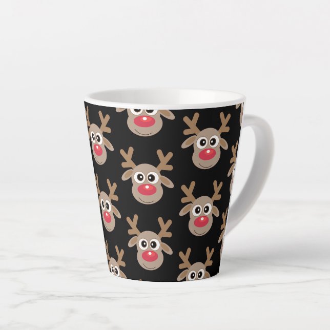 Taza De Café Latte Navidades lindos patrón de Personalizado de renos  (Ángulo derecho)