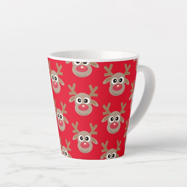 Taza De Café Latte Navidades lindos patrón de Personalizado de renos  (Ángulo derecho)