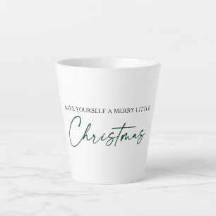 Taza De Café Latte Navidades Minimalistas de tinta verde caligrafía