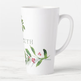 Taza De Café Latte Navidades modernos de Watercolor Winter Greenery