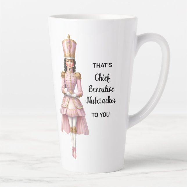 Taza De Café Latte Navidades mujeres desnucradoras rosadas y doradas (Derecha)