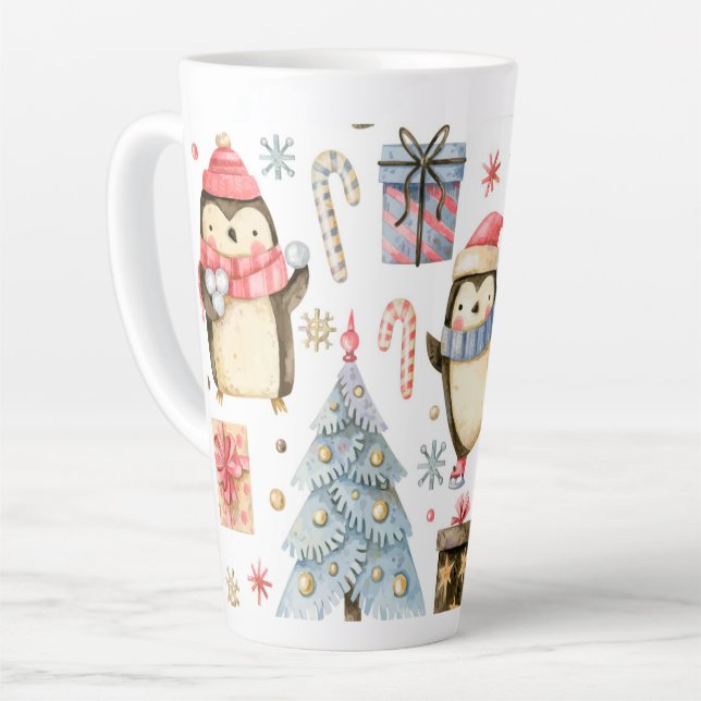 Taza De Café Latte Navidades Penguins Latte Mug (Ángulo izquierdo)