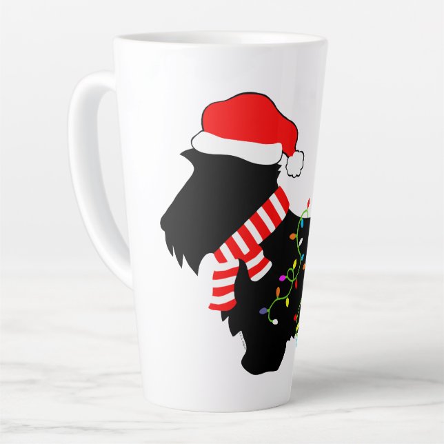 Taza De Café Latte Navidades Perro escocés con luces (Ángulo izquierdo)