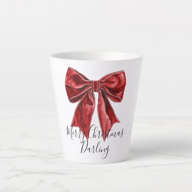 Taza De Café Latte Navidades personalizados de moda Red Bow (Anverso)