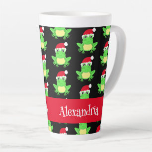 Taza De Café Latte Navidades Rana Patrón Santa Hat Novedad negra