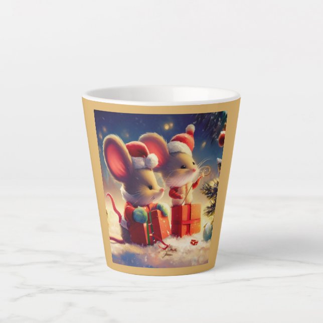 Taza De Café Latte Navidades Ratón 3 (Anverso)