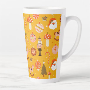 Taza De Café Latte Navidades Retro Patrón de caballos de choque de Sa