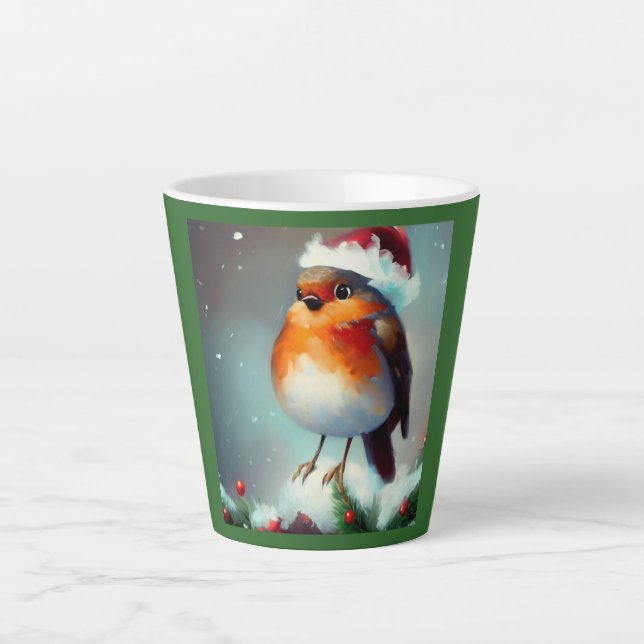 Taza De Café Latte Navidades Robin 1 (Anverso)