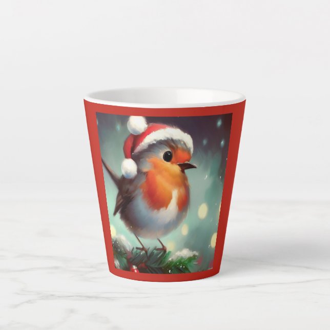 Taza De Café Latte Navidades Robin 2 (Anverso)