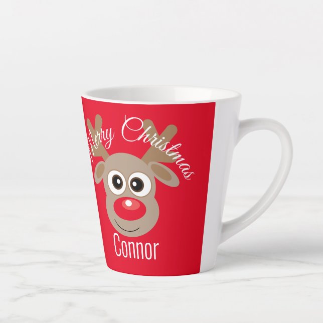 Taza De Café Latte Navidades rojos Personalizado de renos (Derecha)