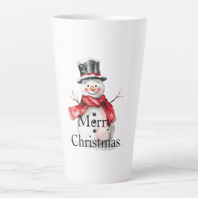 Taza De Café Latte Navidades rojos Snowman (Anverso)