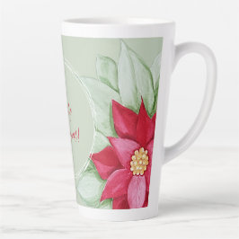 Taza De Café Latte Navidades rojos verdes estrella de agua Poinsettia