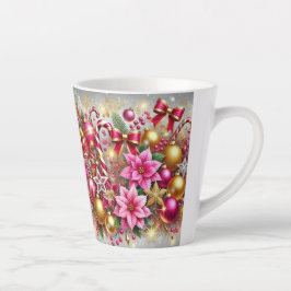 Taza De Café Latte Navidades Rosa y Oro Magia