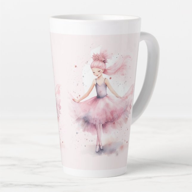 Taza De Café Latte Navidades rosados adornos acuarela (Ángulo derecho)