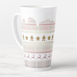 Taza De Café Latte Navidades rosados Gingerbread tartan Lrg Cup