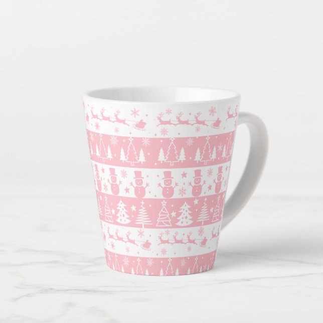 Taza De Café Latte Navidades rosados lindo Regalos de invierno (Ángulo derecho)