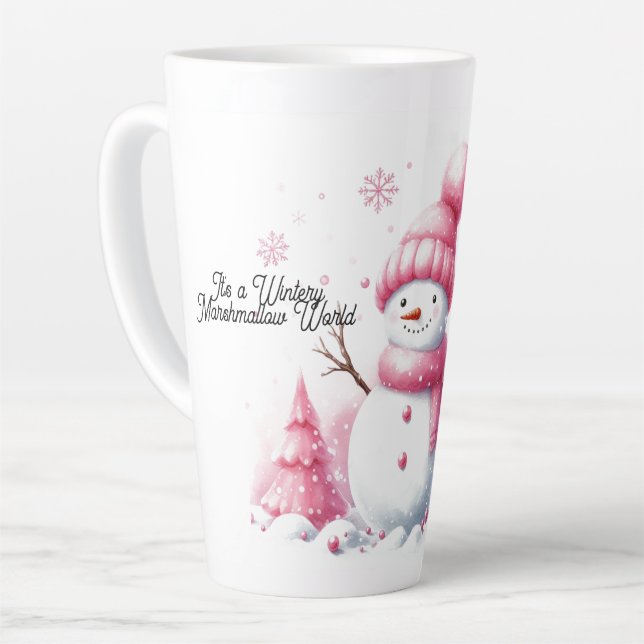 Taza De Café Latte Navidades rosados Snowman Marshmallow World (Ángulo izquierdo)