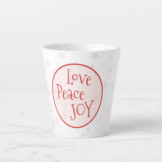 Taza De Café Latte Navidades rosas y blancos disfrutan de la paz (Anverso)