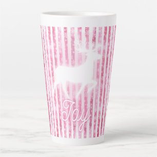 Taza De Café Latte Navidades rosas y blancos disfrutan reno