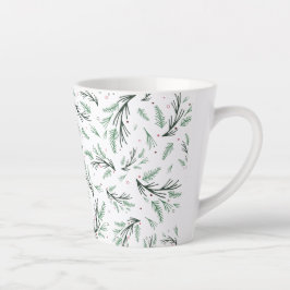 Taza De Café Latte Navidades Rústicos Rama de Árbol Pino Festividad
