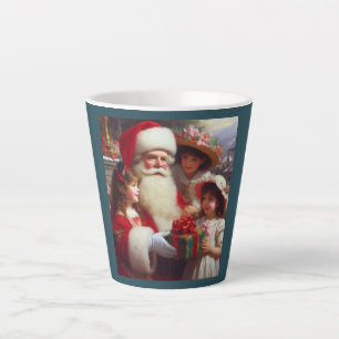 Taza De Café Latte Navidades Santa con niños 1