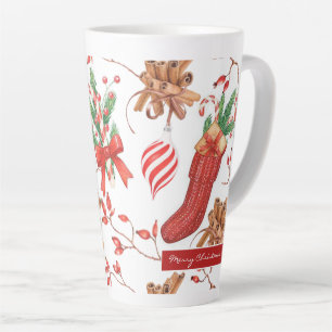 Taza De Café Latte Navidades Scents Cinnamon and Peppermint Pattern