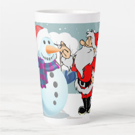 Taza De Café Latte Navidades Snowman y Santa