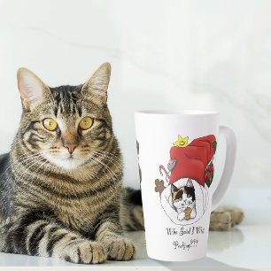 Taza De Café Latte Navidades Stocking Cute Calico Kitten
