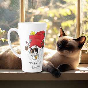 Taza De Café Latte Navidades Stocking Cute Calico Kitten