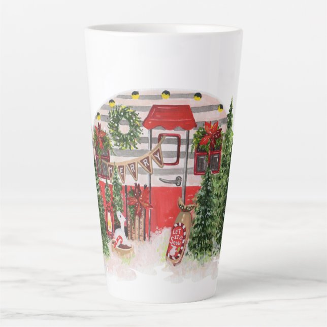 Taza De Café Latte Navidades Trailer Camper Outdoorsy Tema (Anverso)