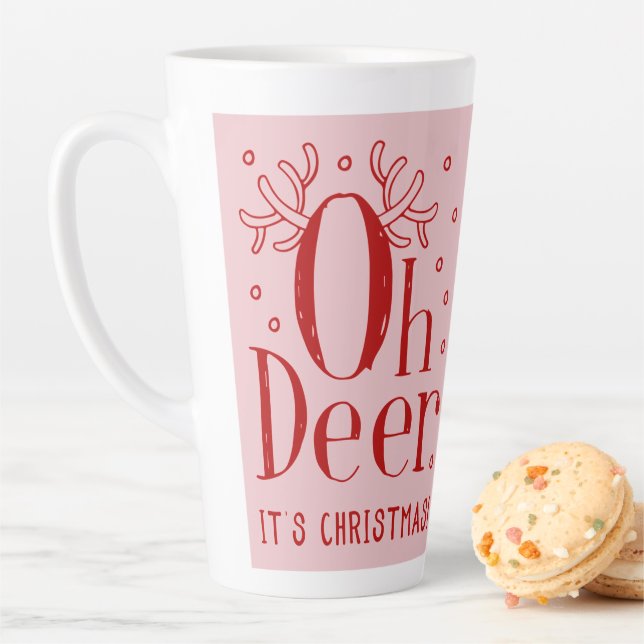 Taza De Café Latte Navidades venado ilustracion divertido lata café b (In situ)