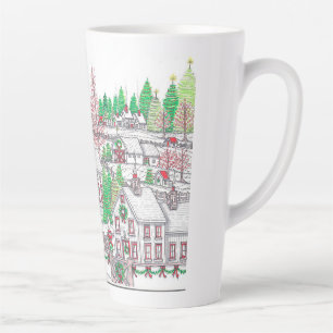 Taza De Café Latte Navidades Village Holiday Latte Mug