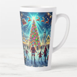 Taza De Café Latte Navidades Wonderland Ice Skating Celebration