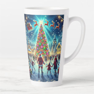 Taza De Café Latte Navidades Wonderland Ice Skating Celebration