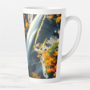 Taza De Café Latte Navy Moderno y Abstracto Pico de Montaña – Luxo
