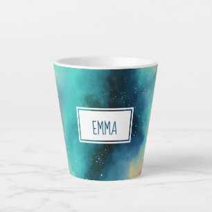 Taza De Café Latte Nebulosa color verde y rojo moderno