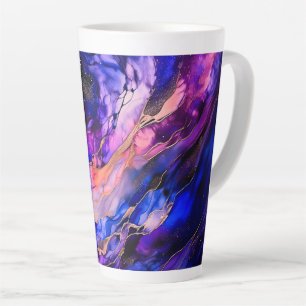 Taza De Café Latte Nebulosa del espacio púrpura en tinta de alcohol