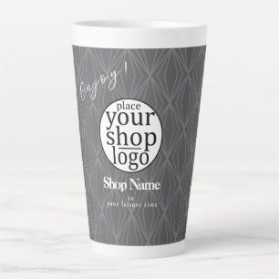 Taza De Café Latte Negocio del logotipo gris geométrico moderno