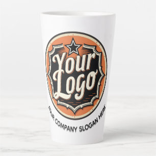 Taza De Café Latte Negocio Simple con Logo y Texto Personalizado