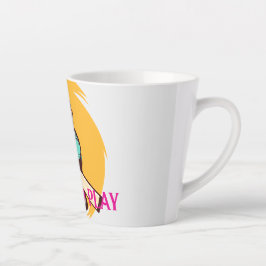 Taza De Café Latte Negrita Jugador De Cricket Bate - Vector Deportivo